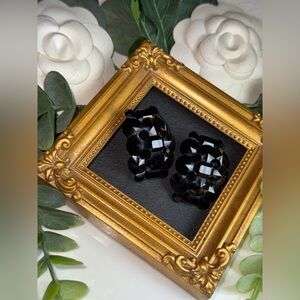 Black Crystal Clip On VTG Earrings